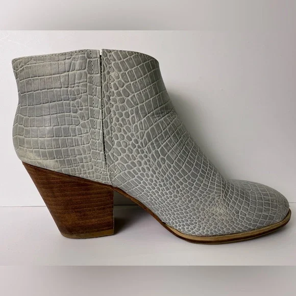 Rachel Comey Gray Croc-Embossed Ankle Boots 10 9.5 - Picture 9 of 11